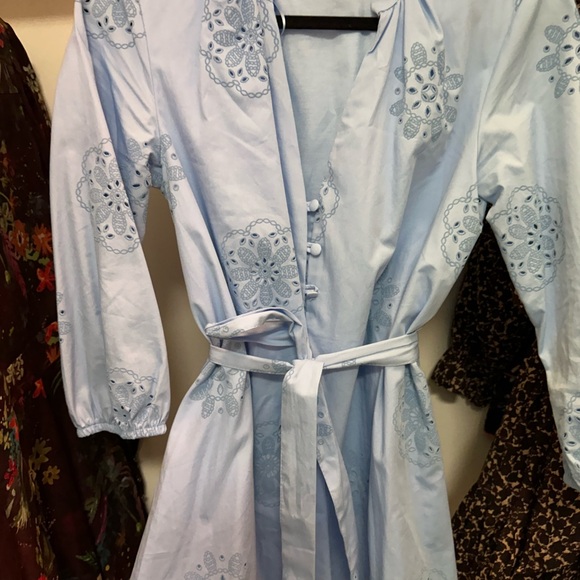 Zara Light Blue Embroidered Dress - Picture 4 of 6
